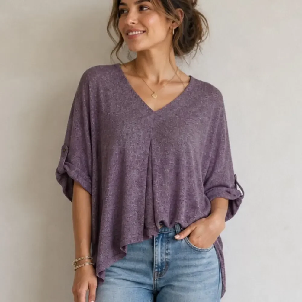 Lee Riders Shirt Sleeve Lightweight Sweater Women’s Size 3X Heather Purple NWT